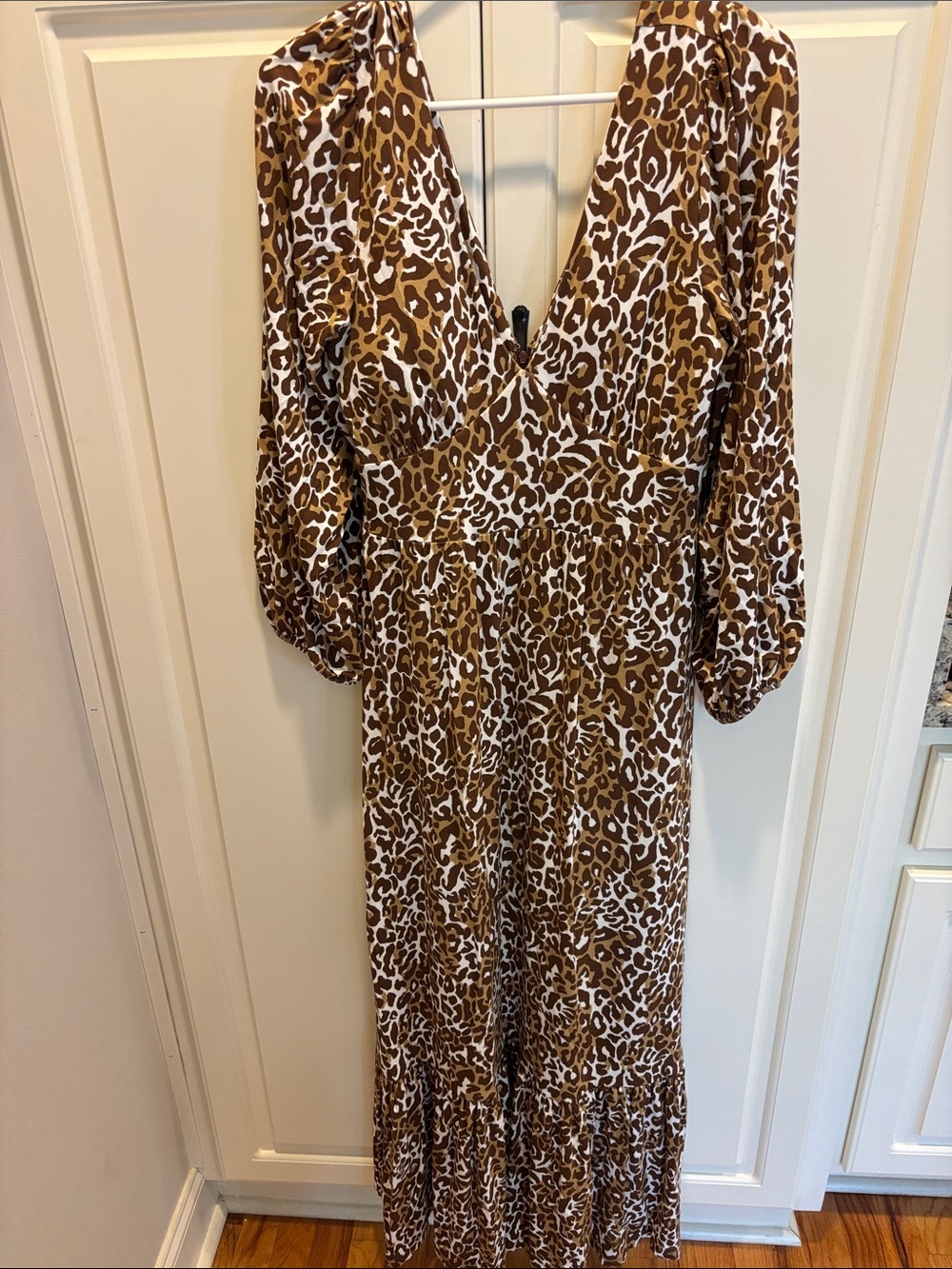 Lilly Pulitzer Brown and White Leopard-Print Maxi Dress - Size 8